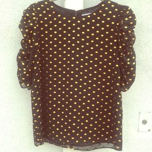 Black & gold polka dot shirt sleeve blouse